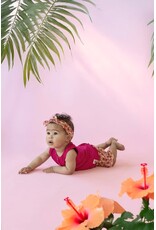 Feetje Singlet rib met crochet rugdetail - Love Peace Aloha Fuchsia