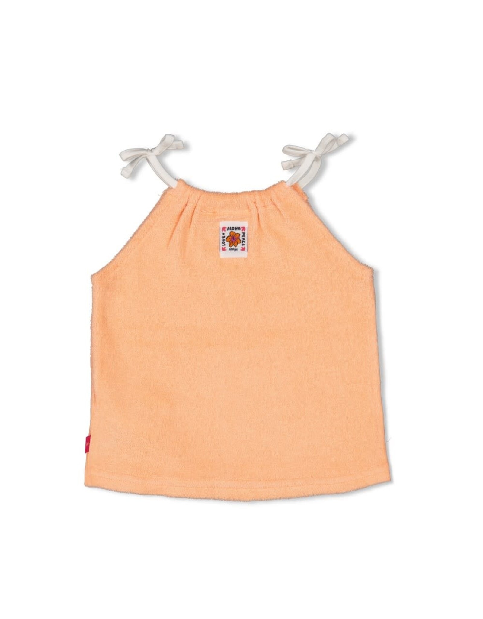 Feetje Top badstof - Love Peace Aloha Perzik