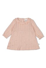 Feetje Jurk pointelle rib AOP - Delicate Flower l.Roze