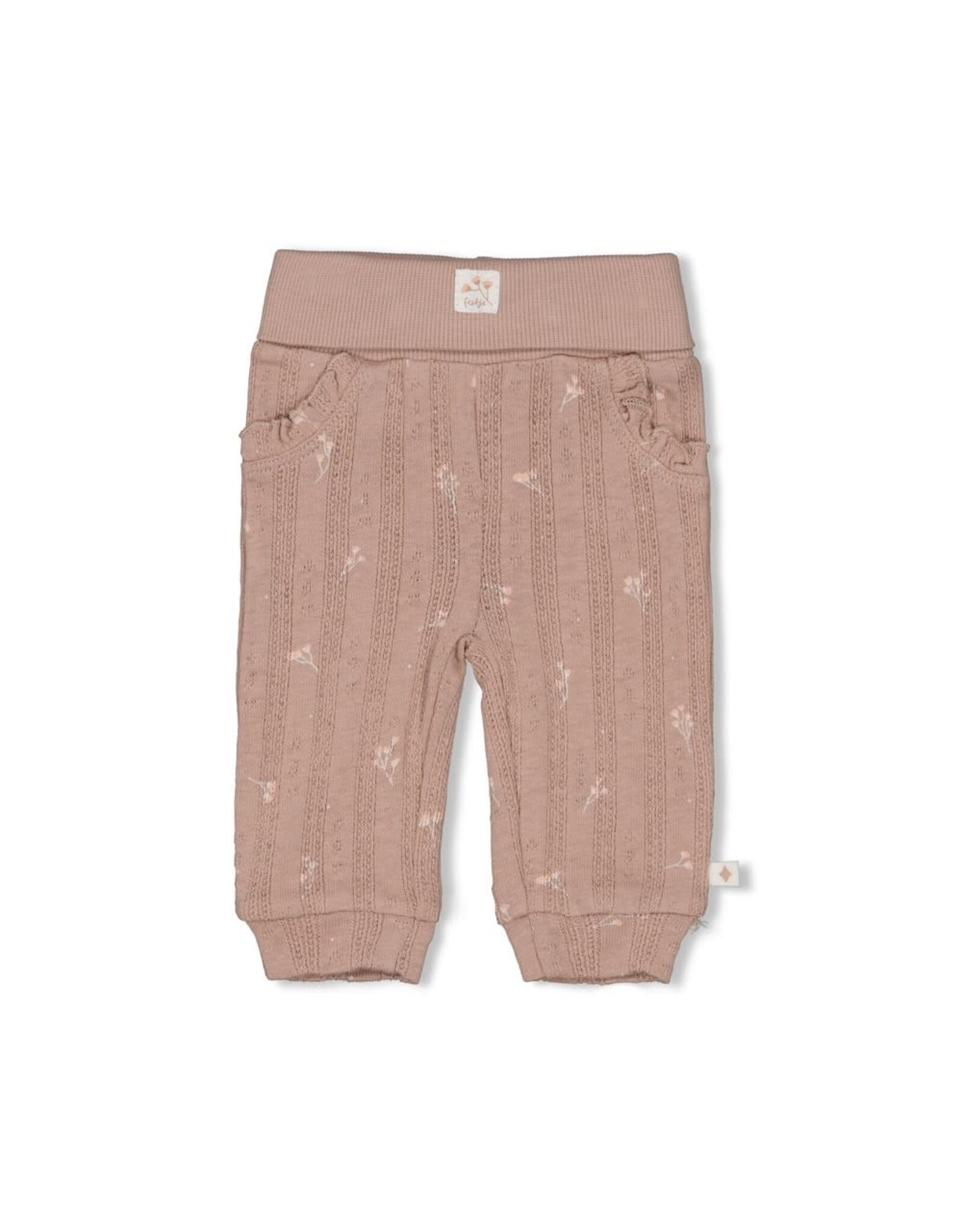 Feetje Broek pointelle rib AOP - Delicate Flower Taupe