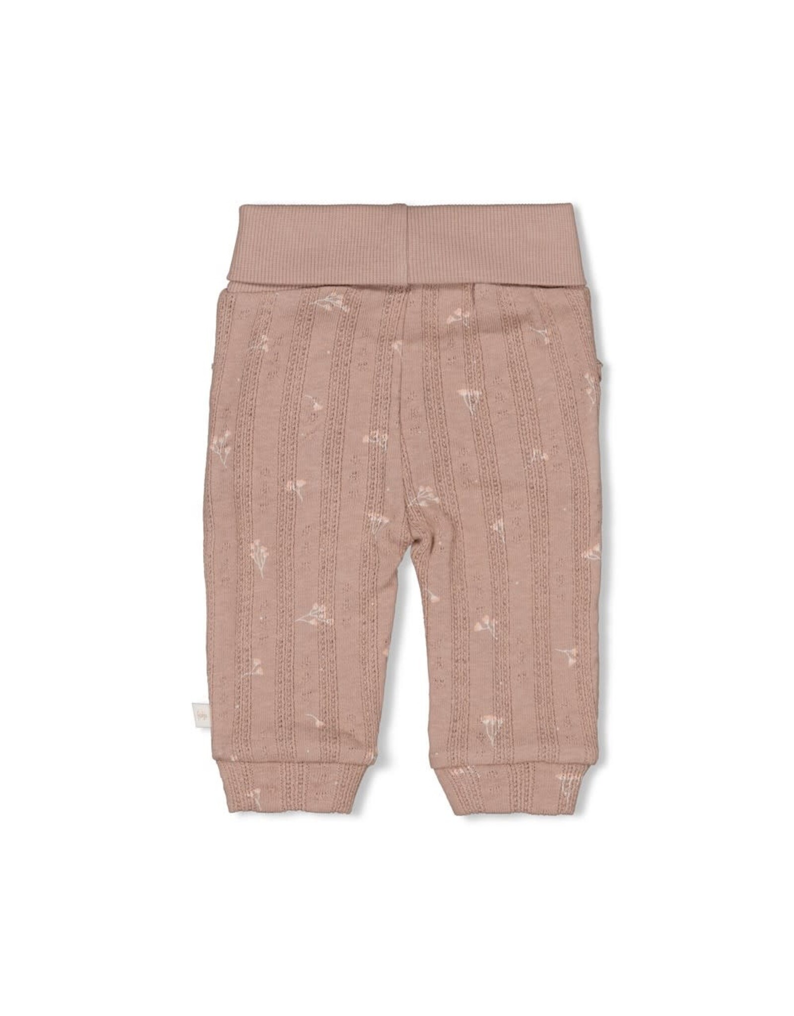Feetje Broek pointelle rib AOP - Delicate Flower Taupe