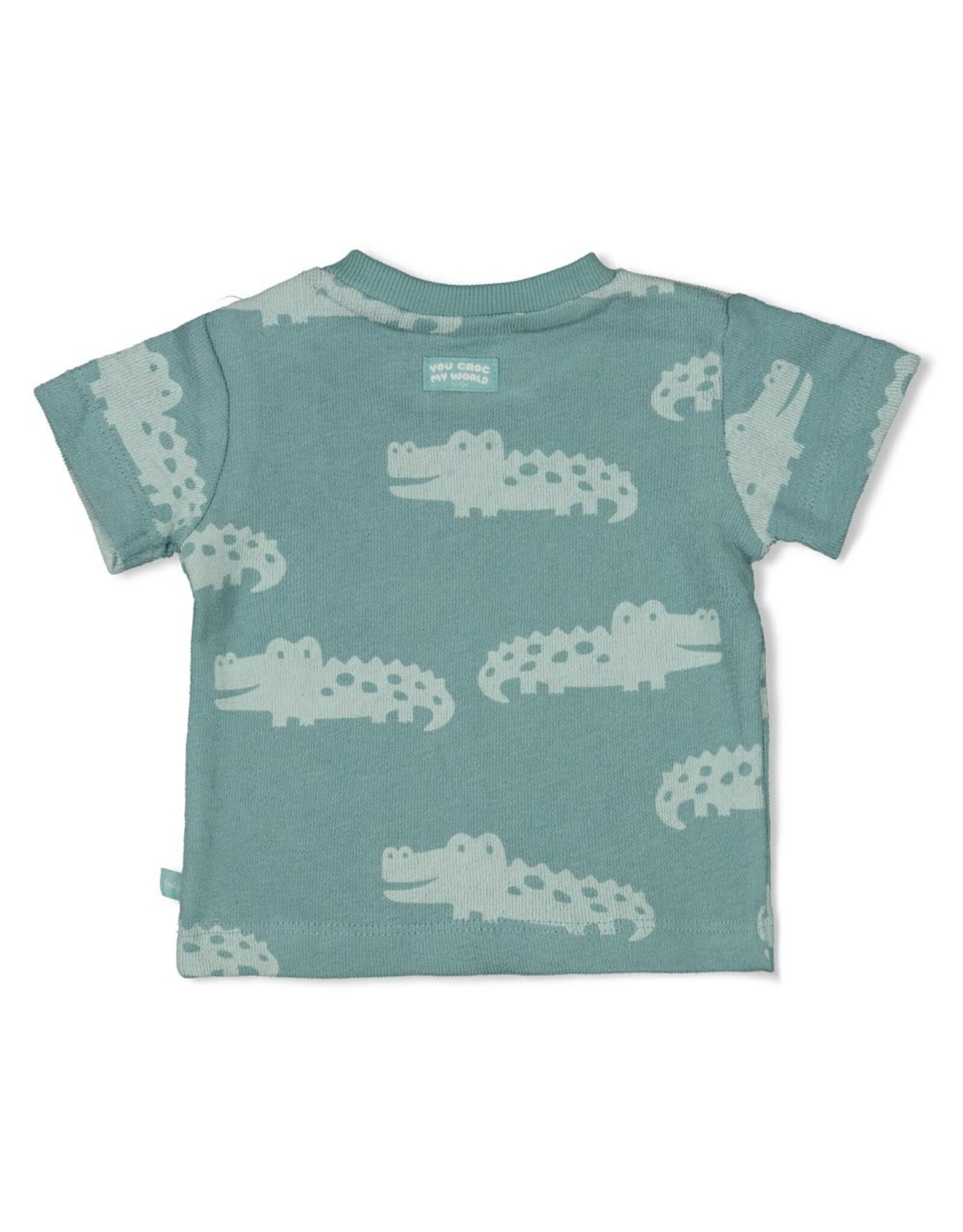 Feetje T-shirt AOP - You Croc my World  Zeegroen