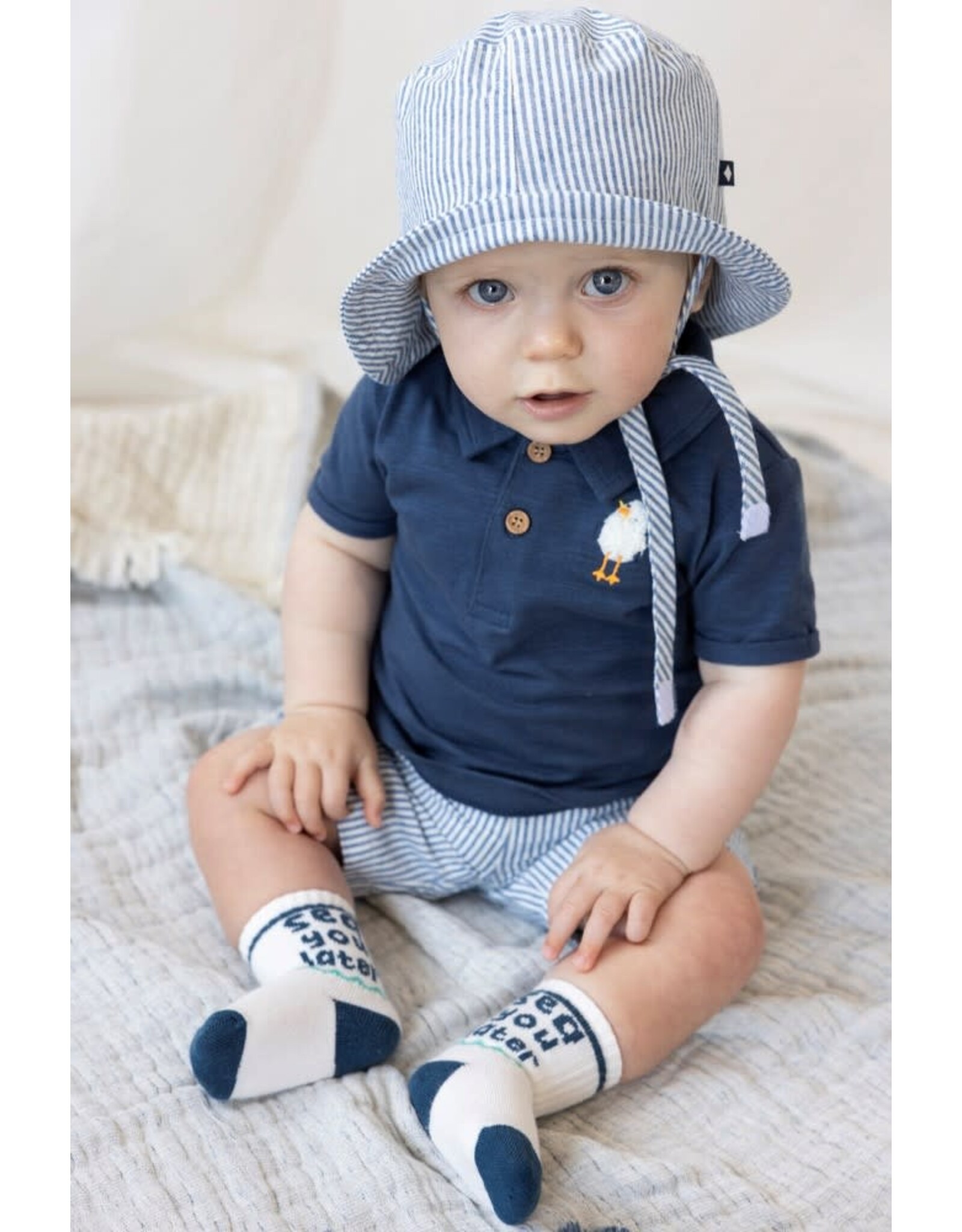 Feetje Short streep chambray - Seaside Happiness Chambray