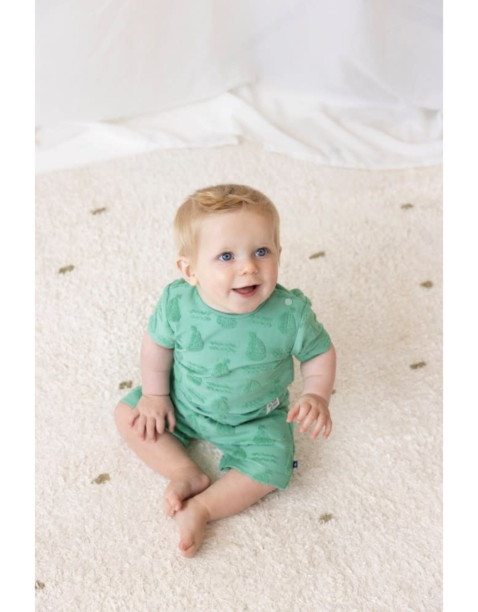 Feetje Short AO badstof - Seaside Happiness Groen