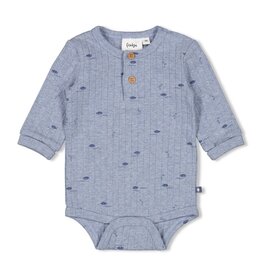 Feetje Romper rib AOP - Blue Ocean Blauw melange