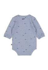 Feetje Romper rib AOP - Blue Ocean Blauw melange