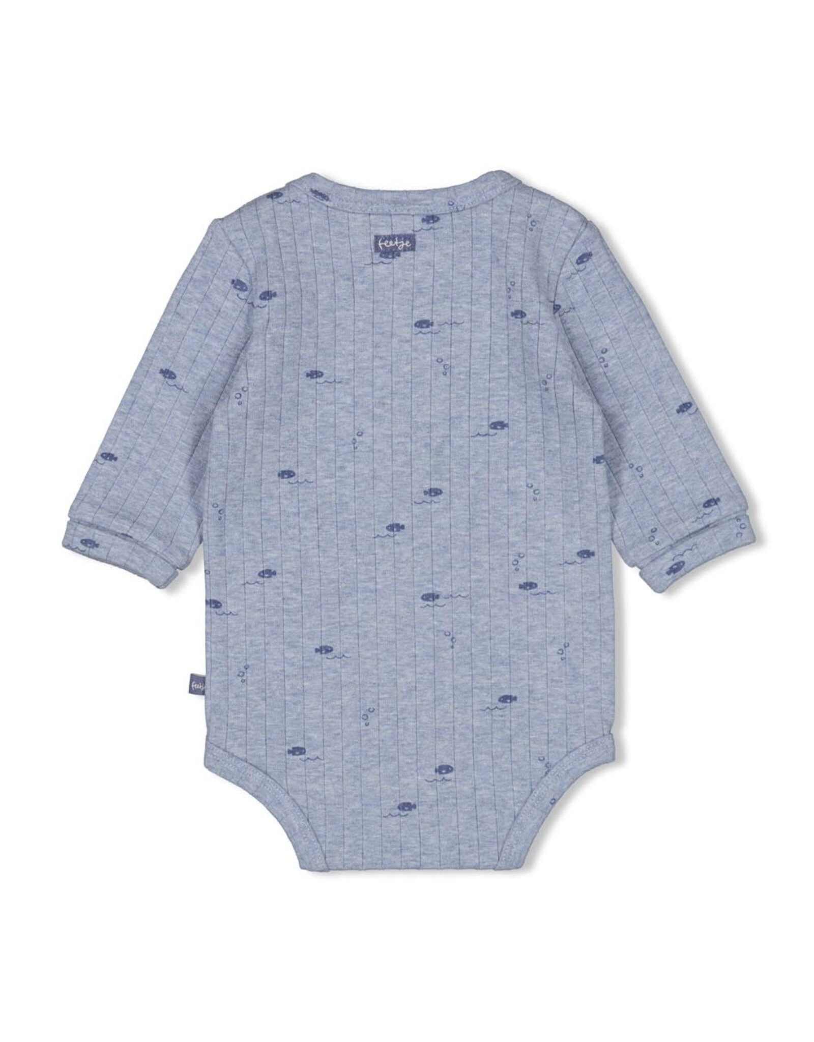 Feetje Romper rib AOP - Blue Ocean Blauw melange