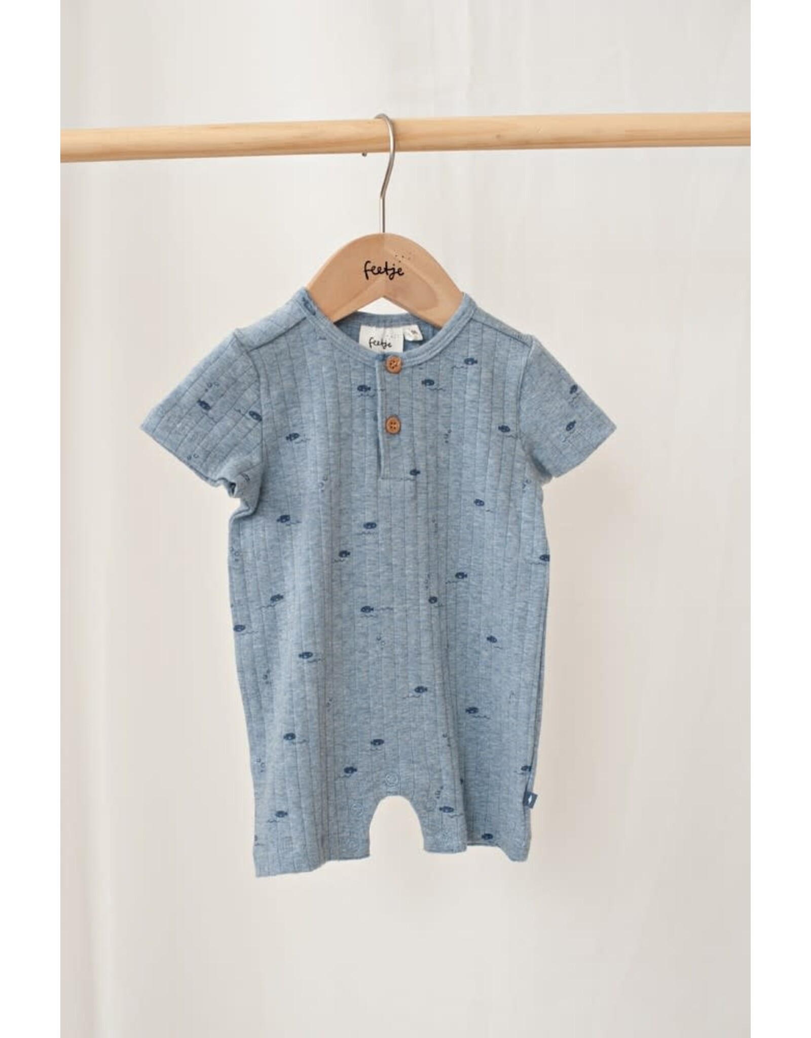 Feetje Kort pakje rib AOP - Blue Ocean Blauw melange