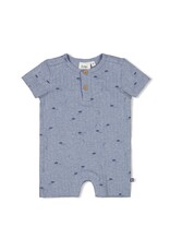 Feetje Kort pakje rib AOP - Blue Ocean Blauw melange