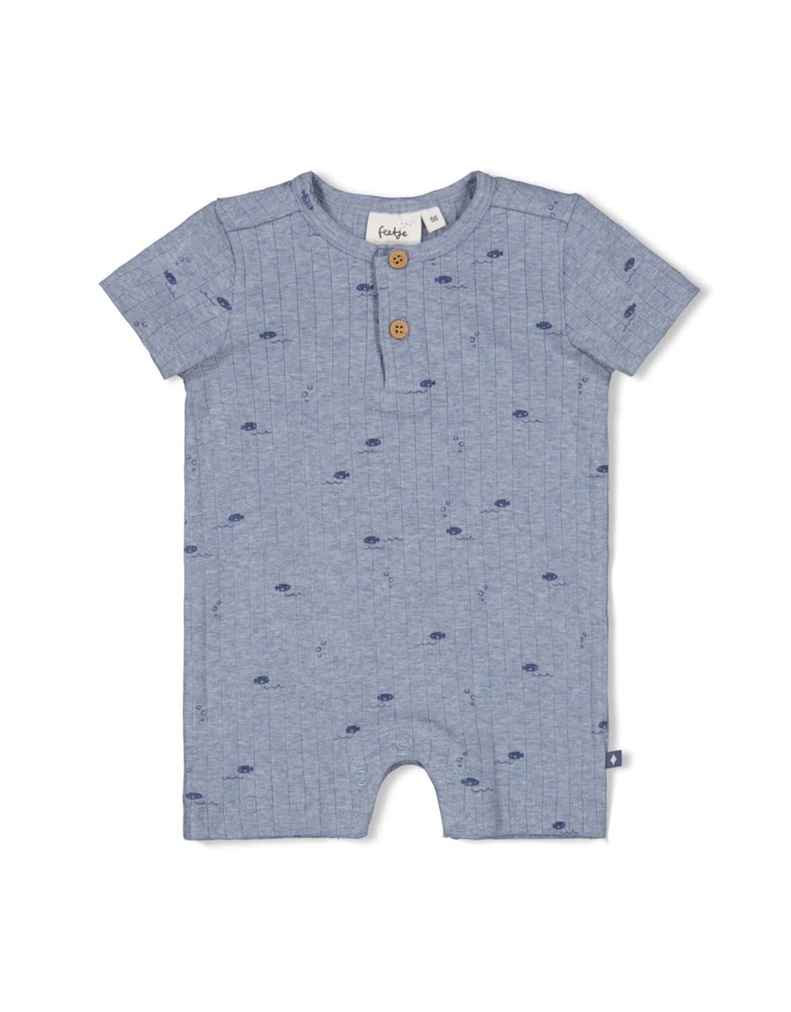 Feetje Kort pakje rib AOP - Blue Ocean Blauw melange