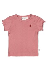 Feetje T-shirt ajour rib - Ladybug Roze