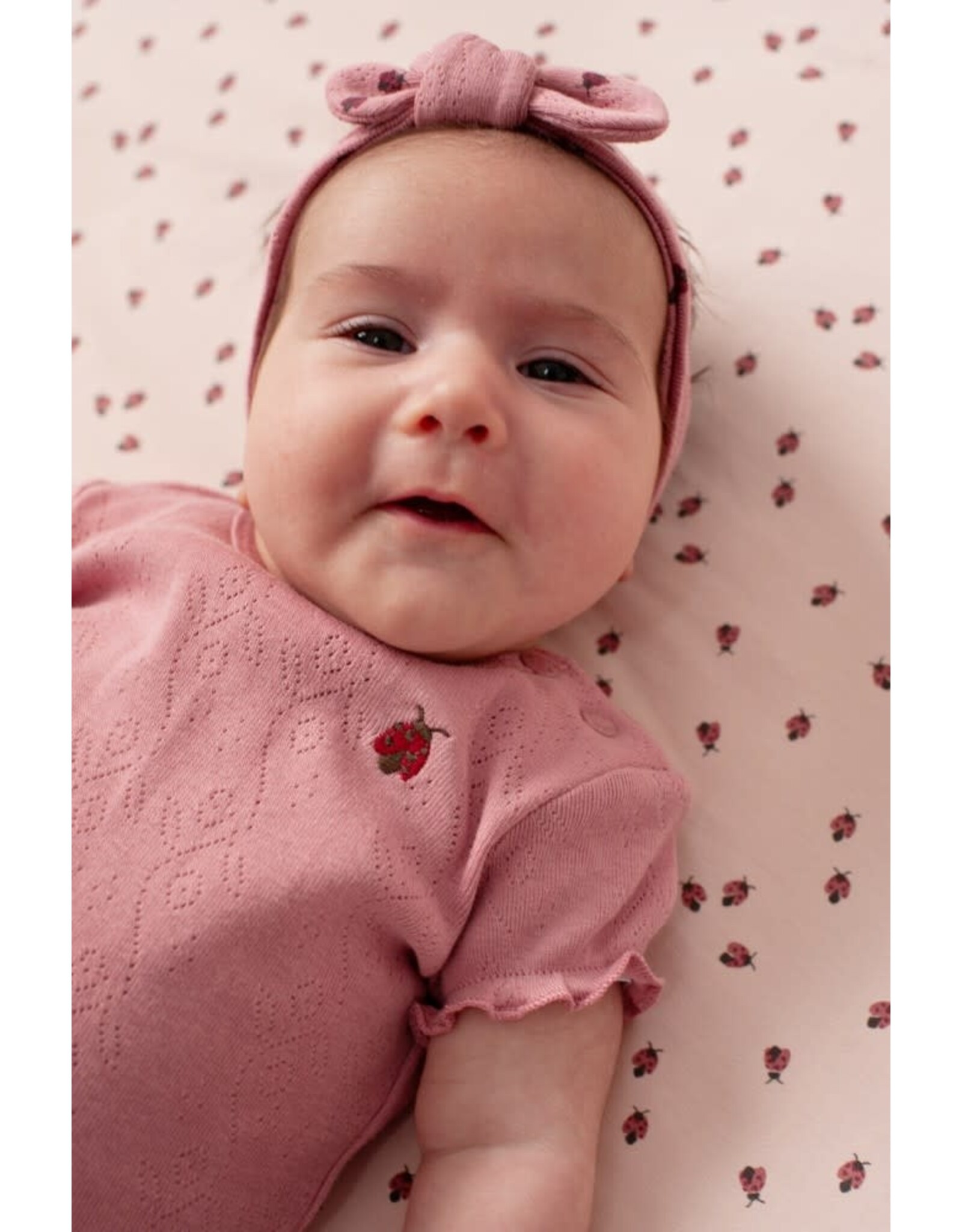 Feetje T-shirt ajour rib - Ladybug Roze