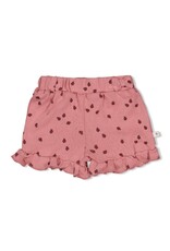 Feetje Short ajour rib AOP - Ladybug Roze