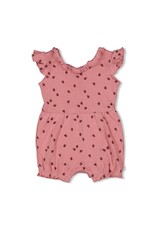 Feetje Playsuit ajour rib AOP - Ladybug Roze
