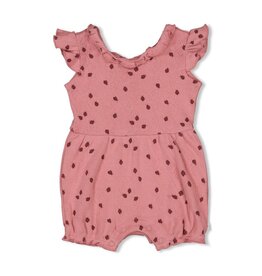 Feetje Playsuit ajour rib AOP - Ladybug Roze