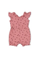 Feetje Playsuit ajour rib AOP - Ladybug Roze