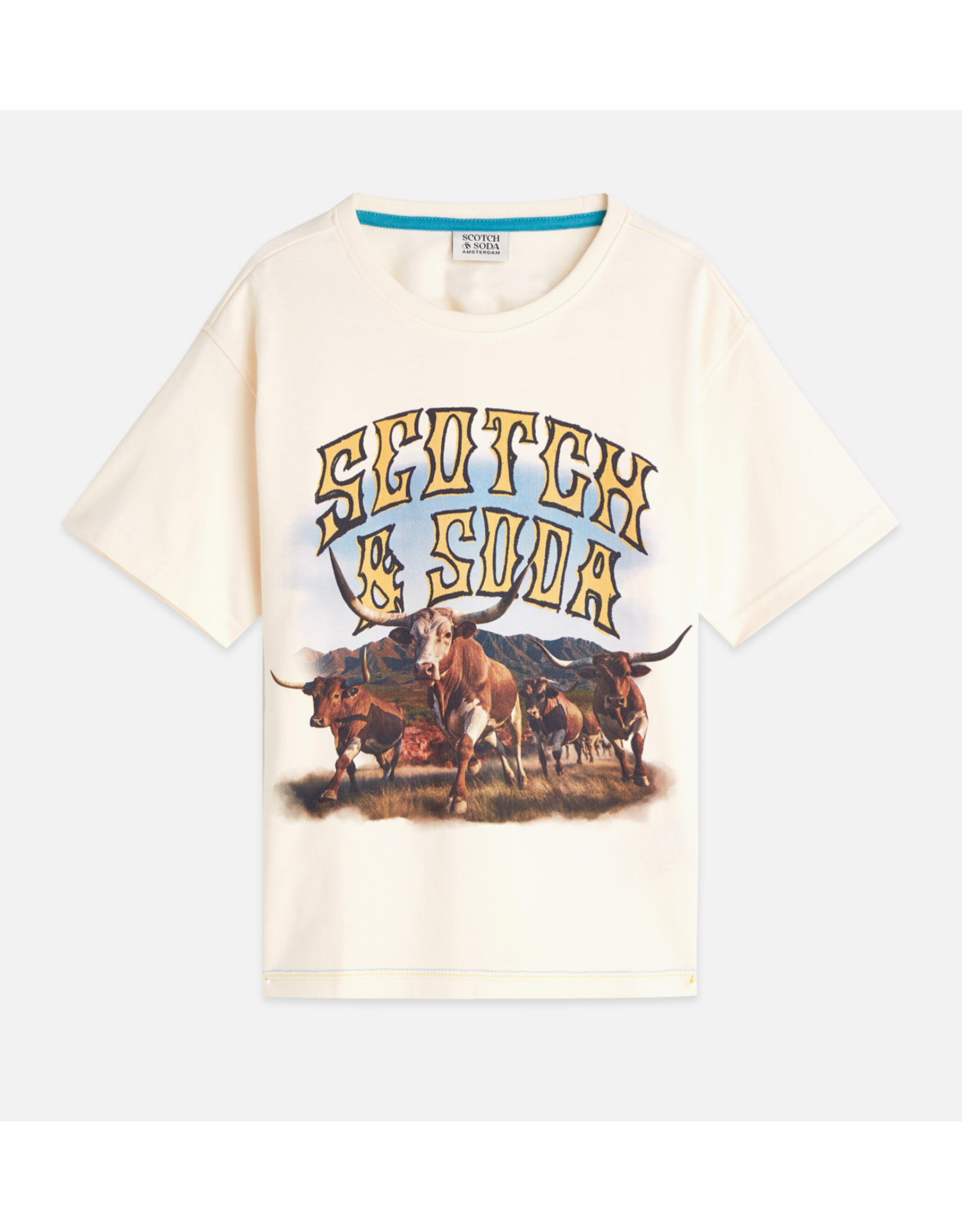 Scotch & Soda FRONT ARTWORK RELAXEDFIT TSHIRT - EGGNOG