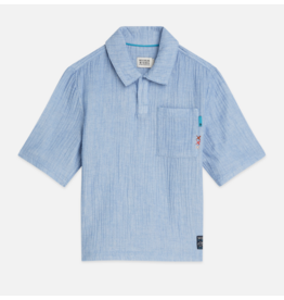 Scotch & Soda COTTON CHAMBRAY SHORTSLEEVE SHIRT CHAMBRAY BLUE