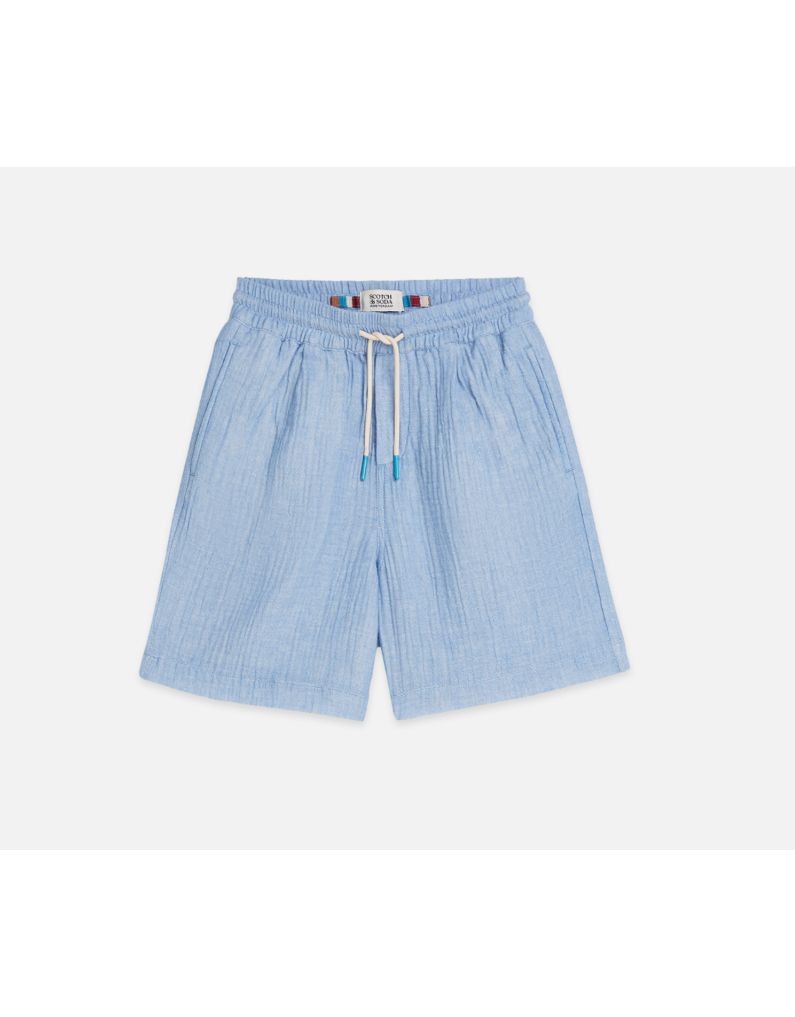 Scotch & Soda COTTON CHAMBRAY PULLON SHORTS CHAMBRAY BLUE