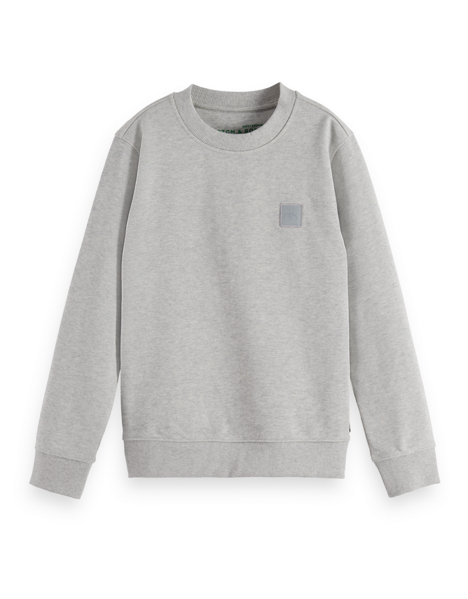 Scotch & Soda CORE REGULAR-FIT LOGO BADGE CREWNECK SWEATSHIRT GREY MELANGE