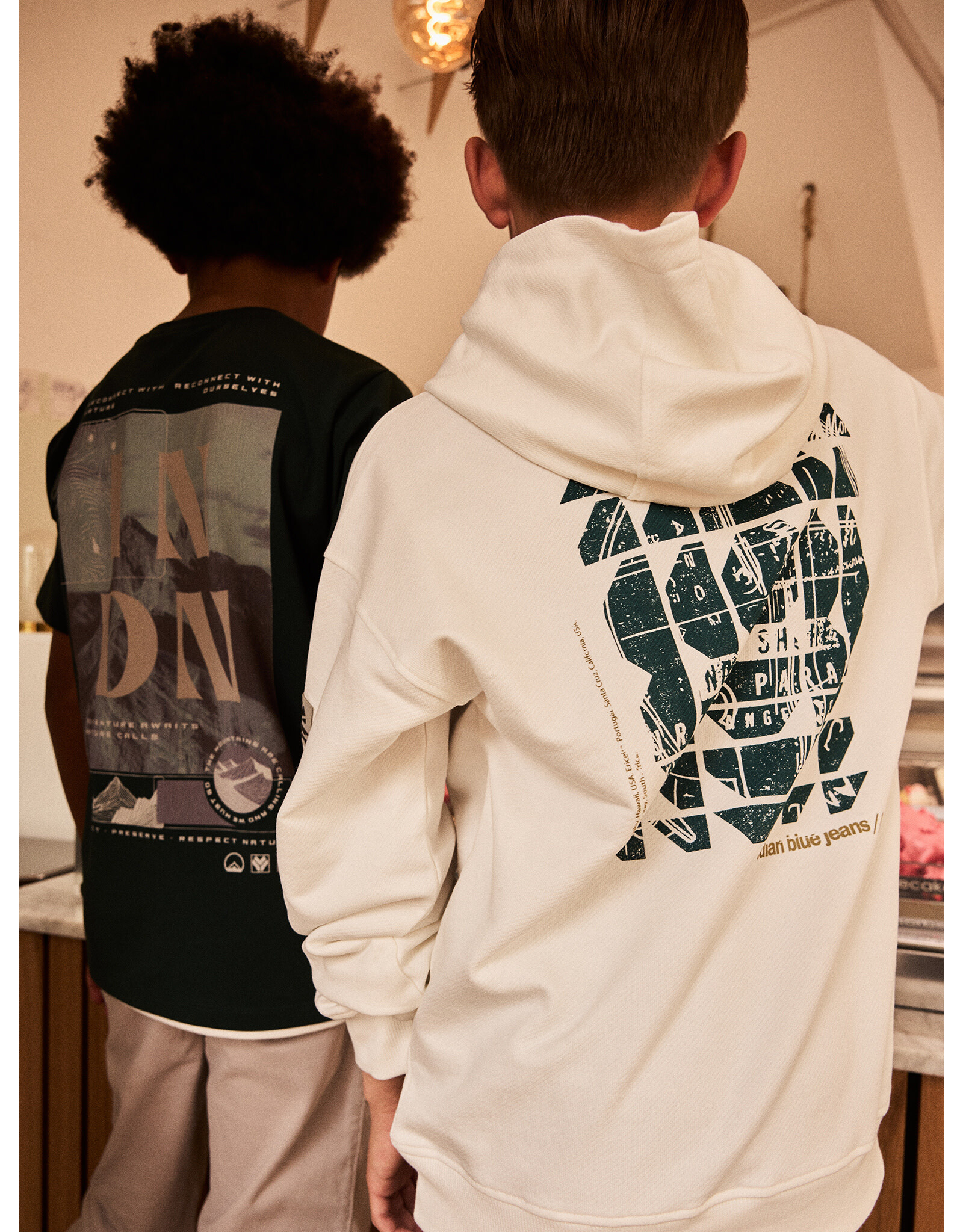 Indian Blue Jeans Loose Fit Hoodie Backprint Cloud