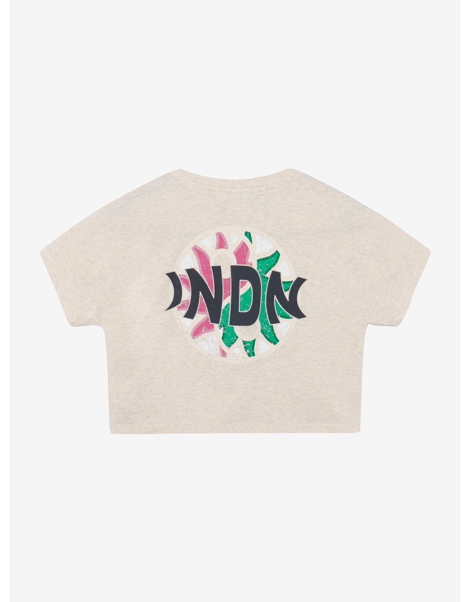 Indian Blue Jeans T-shirt Cropped Back Artwork Light sand melange