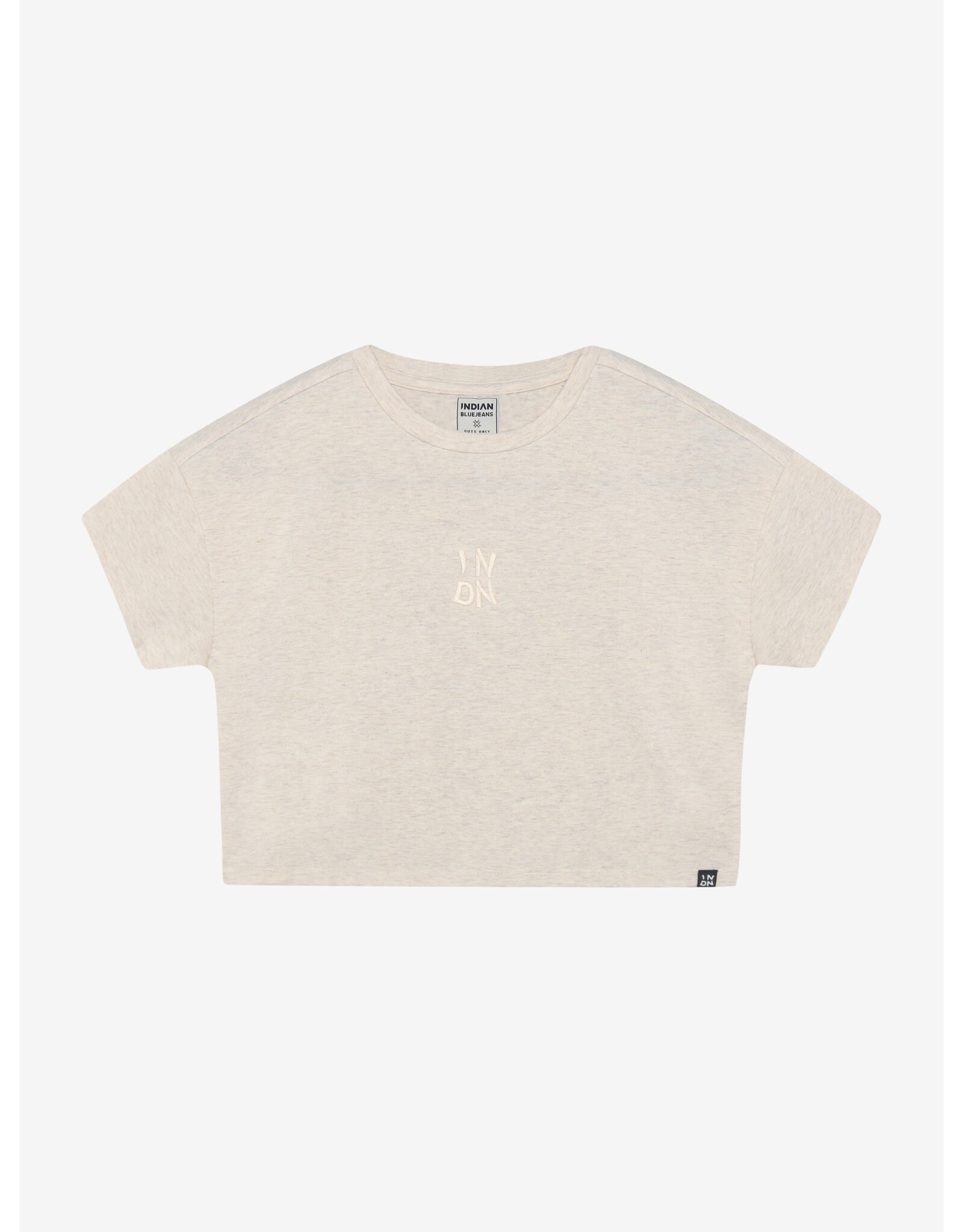 Indian Blue Jeans T-shirt Cropped Back Artwork Light sand melange