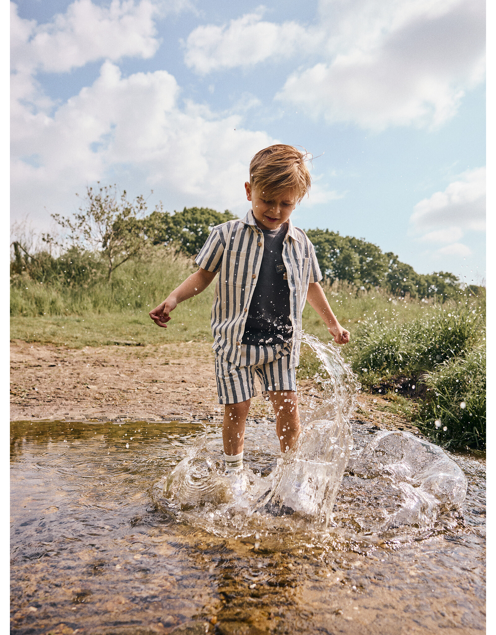 Daily7 Cotton Stripe Shorts Thunderstorm