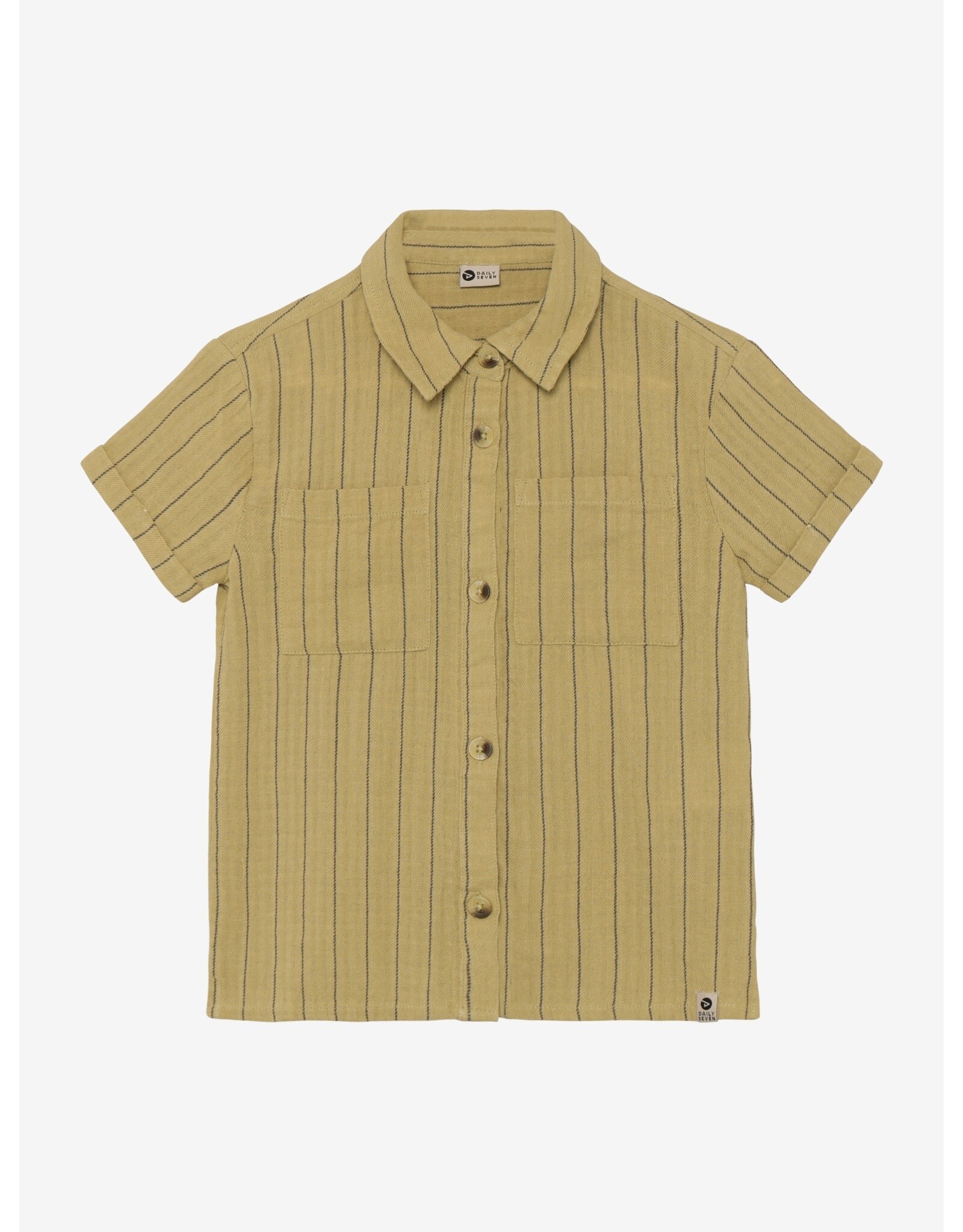 Daily7 Shirt Small Stripe Pale Olive Green