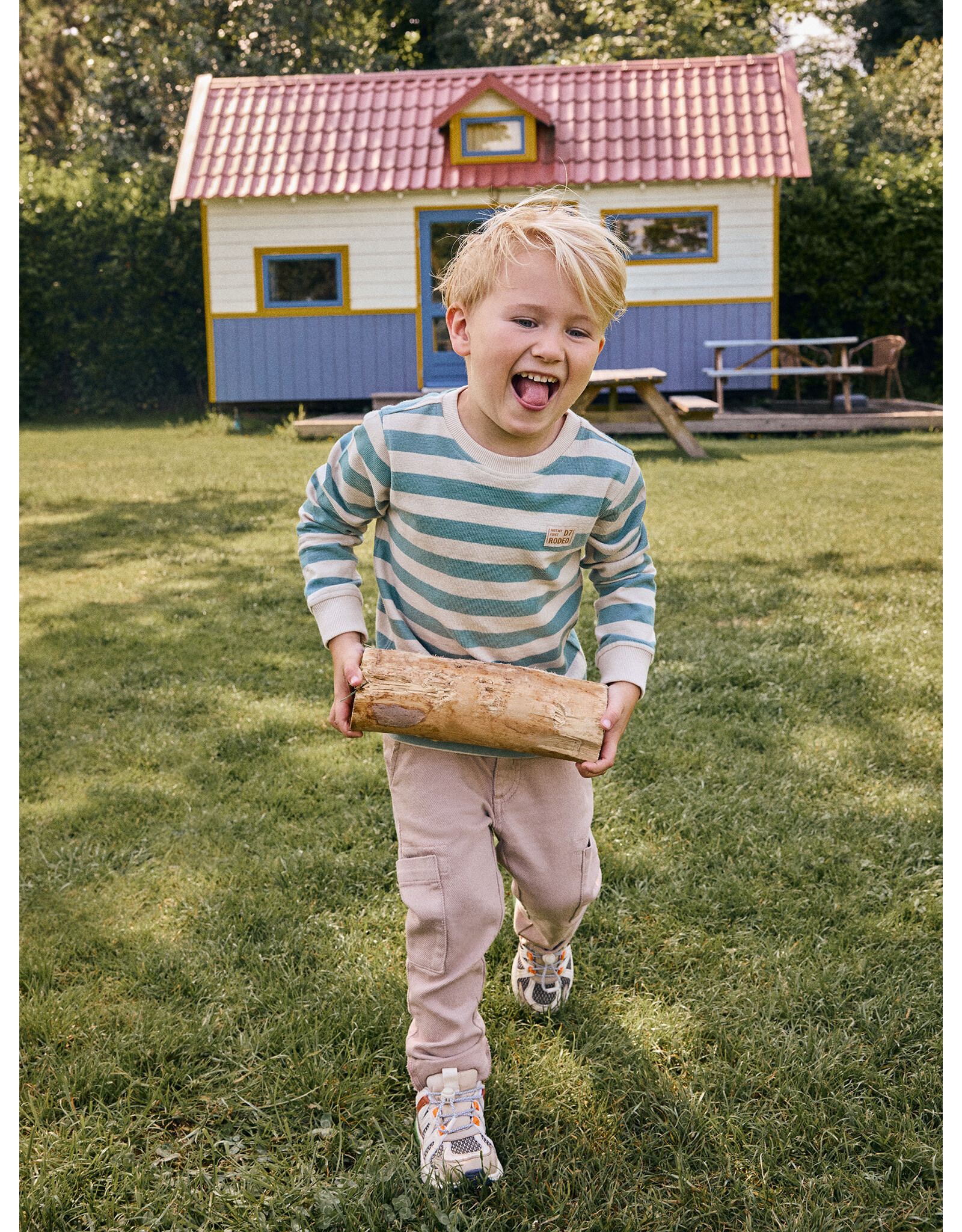 Daily7 T-shirt Longsleeve Stripe Green Milieu