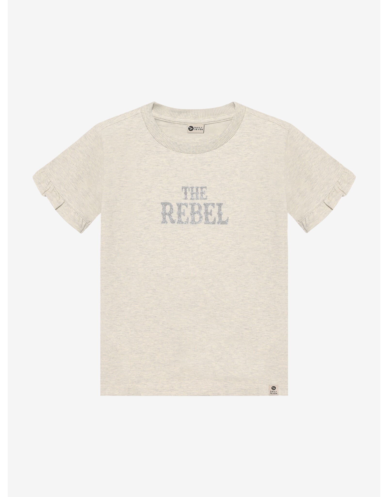 Daily7 T-shirt Rebel Print Creme Grey Melange