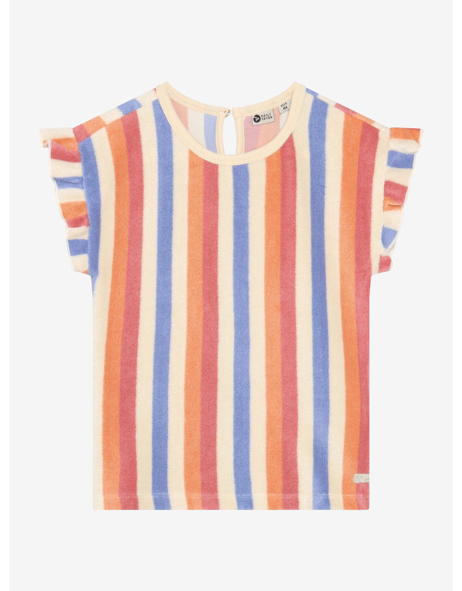 Daily7 T-shirt Terry Striped Heather Rose
