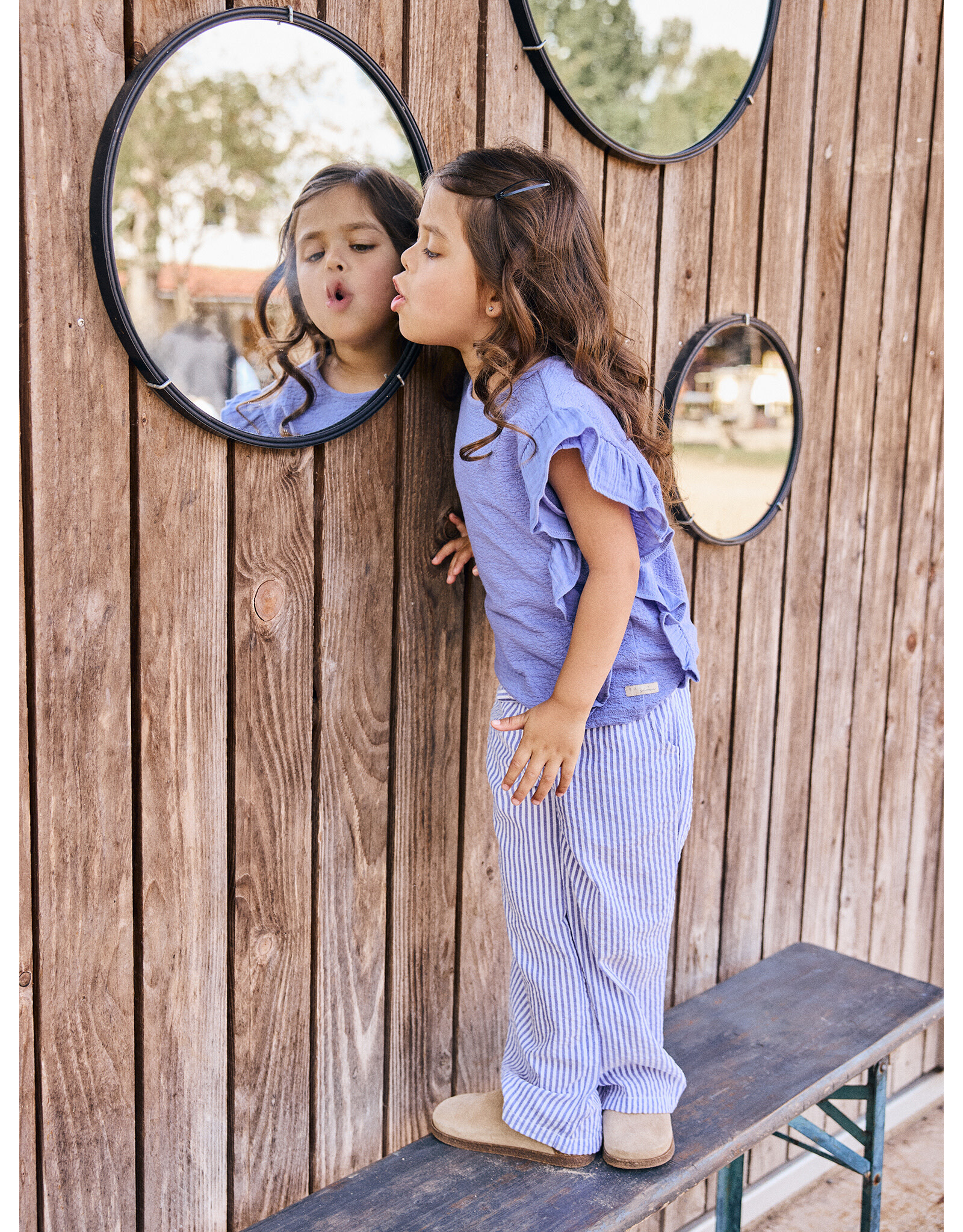 Daily7 Wide Pants Striped Lolite