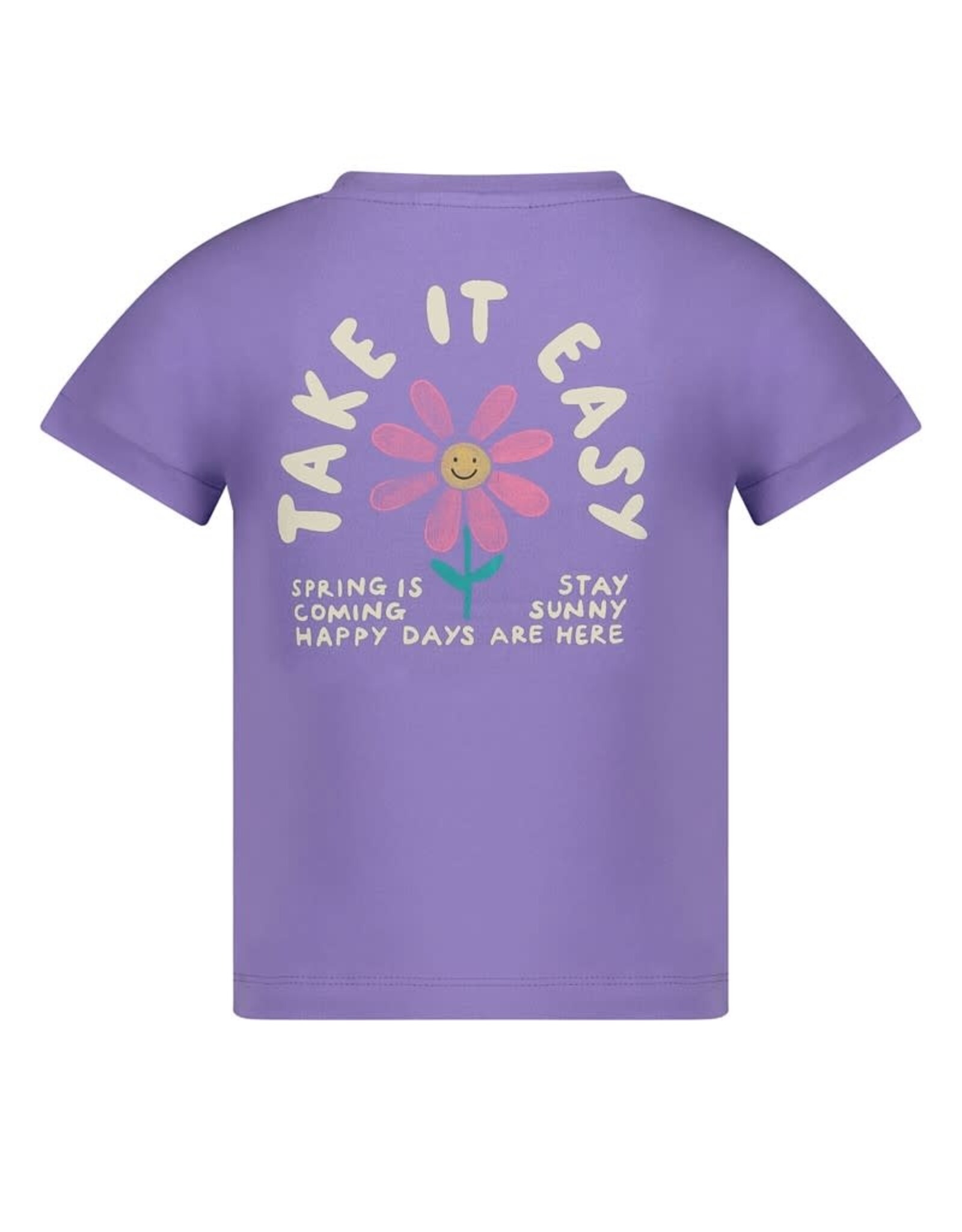 Jubel T-shirt met backprint - Rolling in to Spring Paars