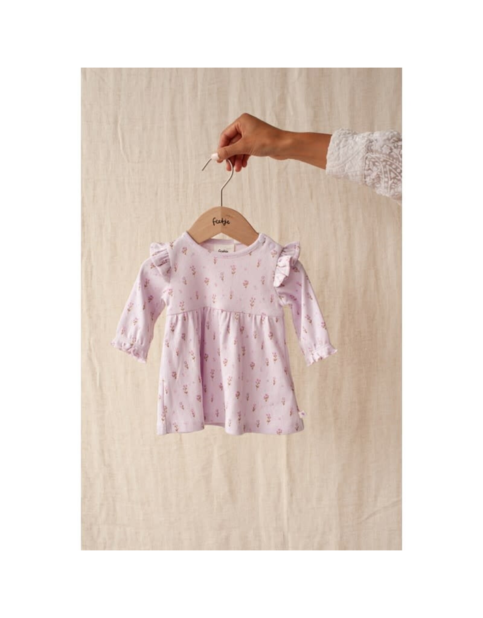 Feetje Jurk pointelle rib AOP - Flower Ranch Lila