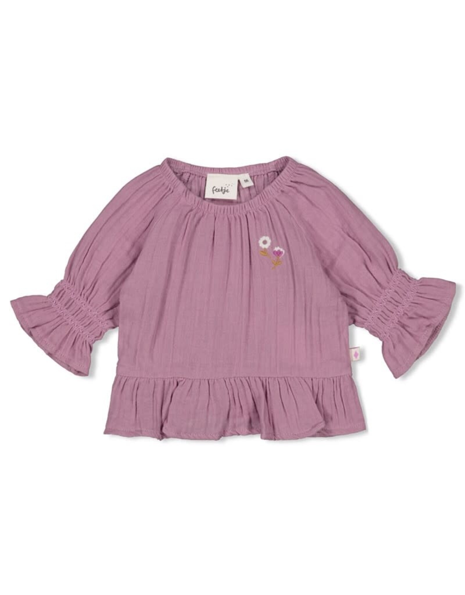 Feetje Longsleeve ruches mousseline - Flower Ranch Violet