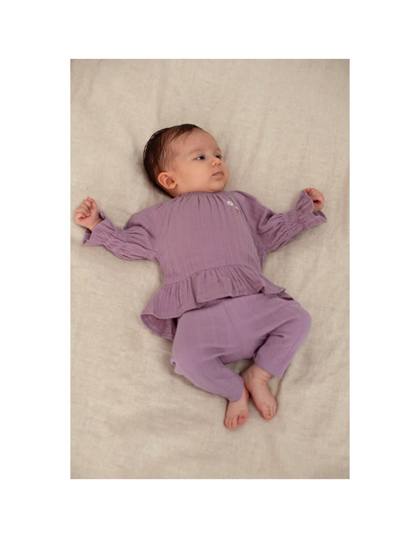 Feetje Longsleeve ruches mousseline - Flower Ranch Violet