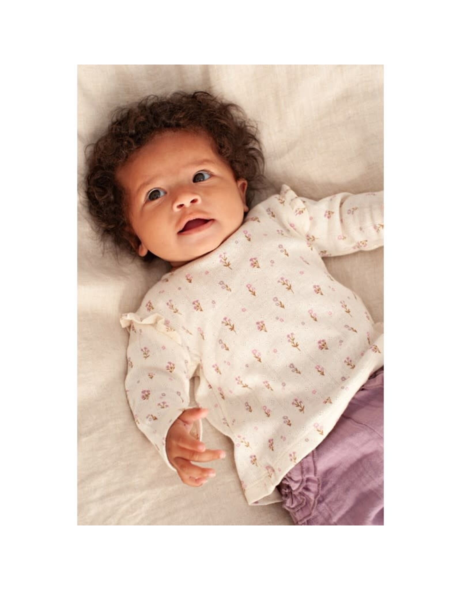 Feetje Longsleeve pointelle rib AOP - Flower Ranch Offwhite