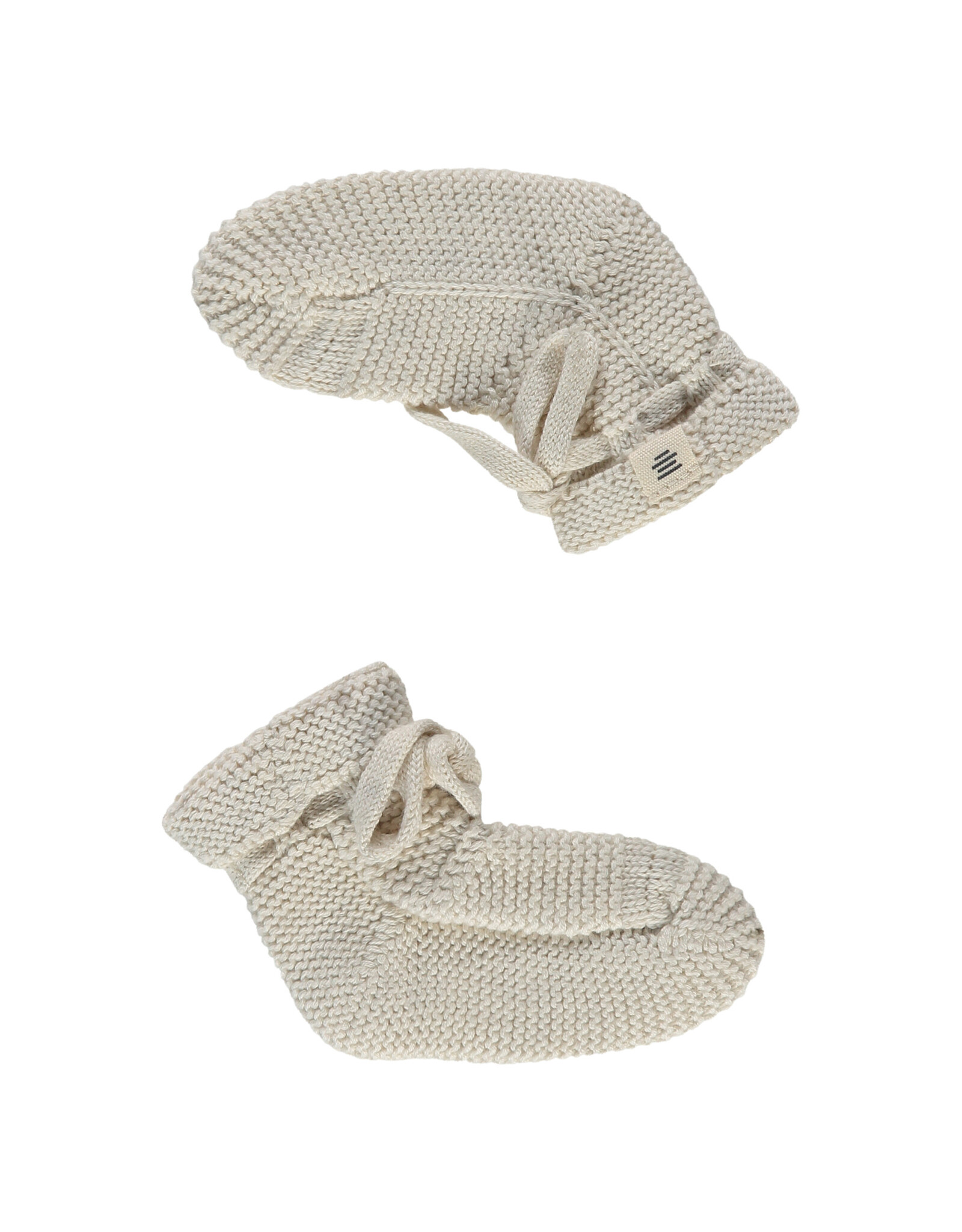 A Tiny Story baby slippers ecru melange ss26