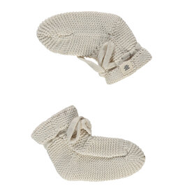 A Tiny Story baby slippers ecru melange ss26