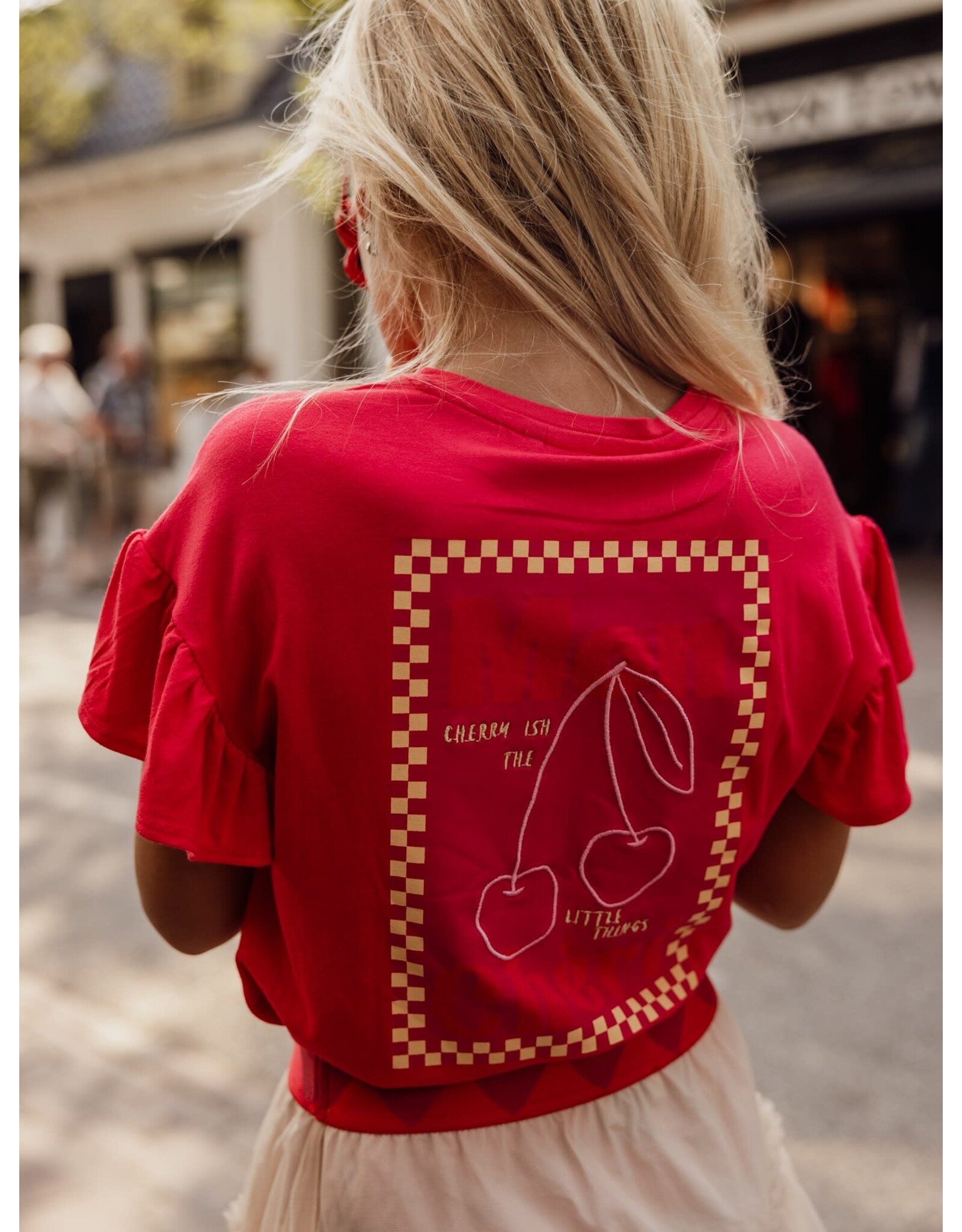 Little Looxs Little T-shirt SS ruffles poppy red s26