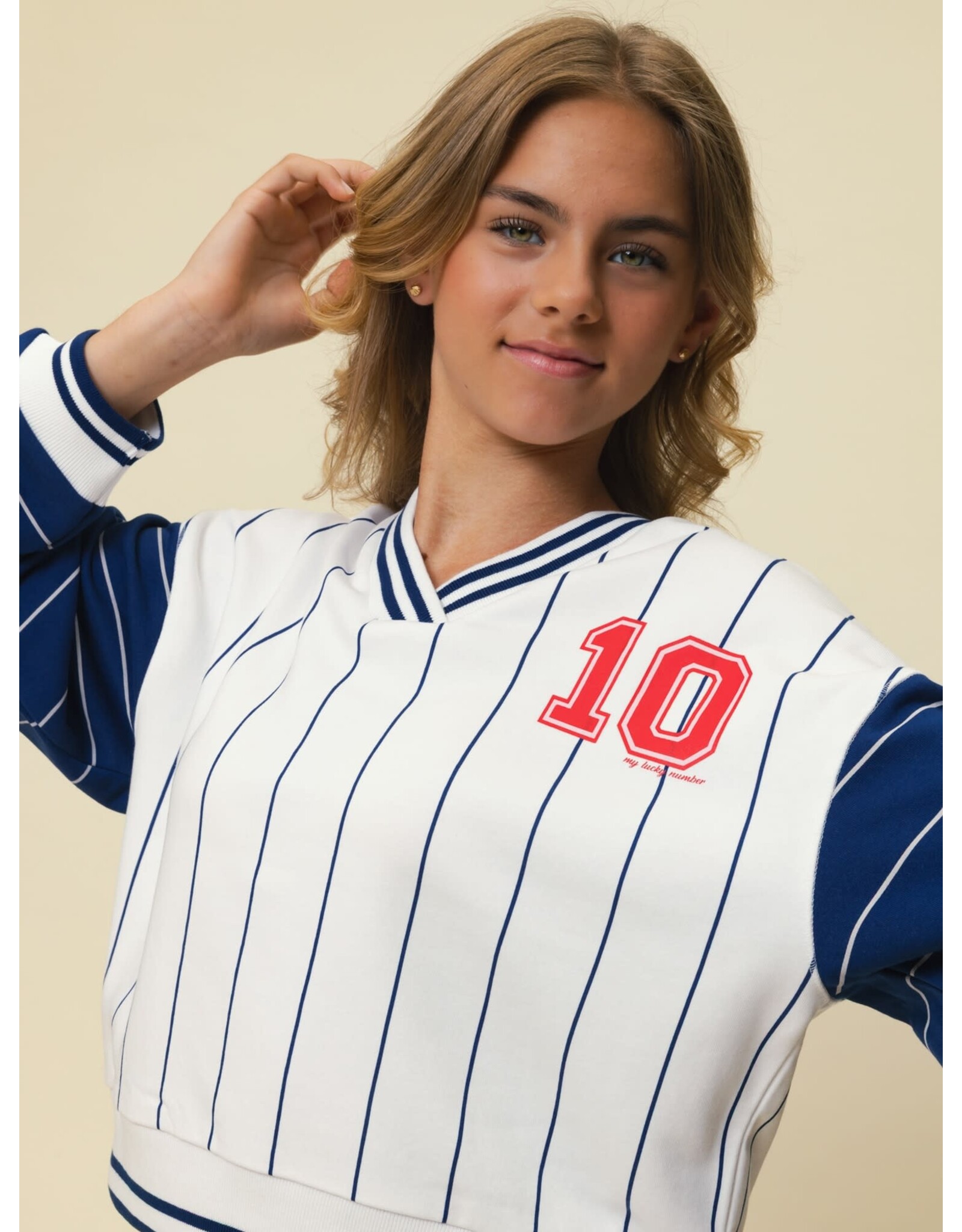 Looxs 10sixteen Stripe V neck Sweater INDIGO BLUE s26