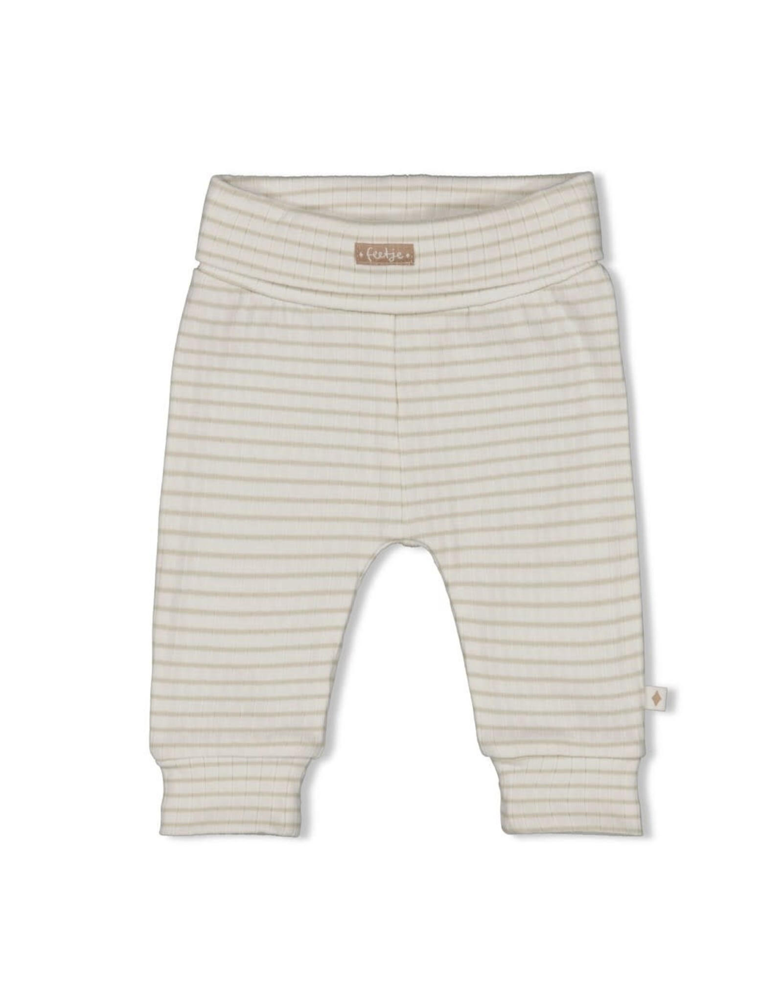 Feetje Broek rib met streep - Elephant Mint