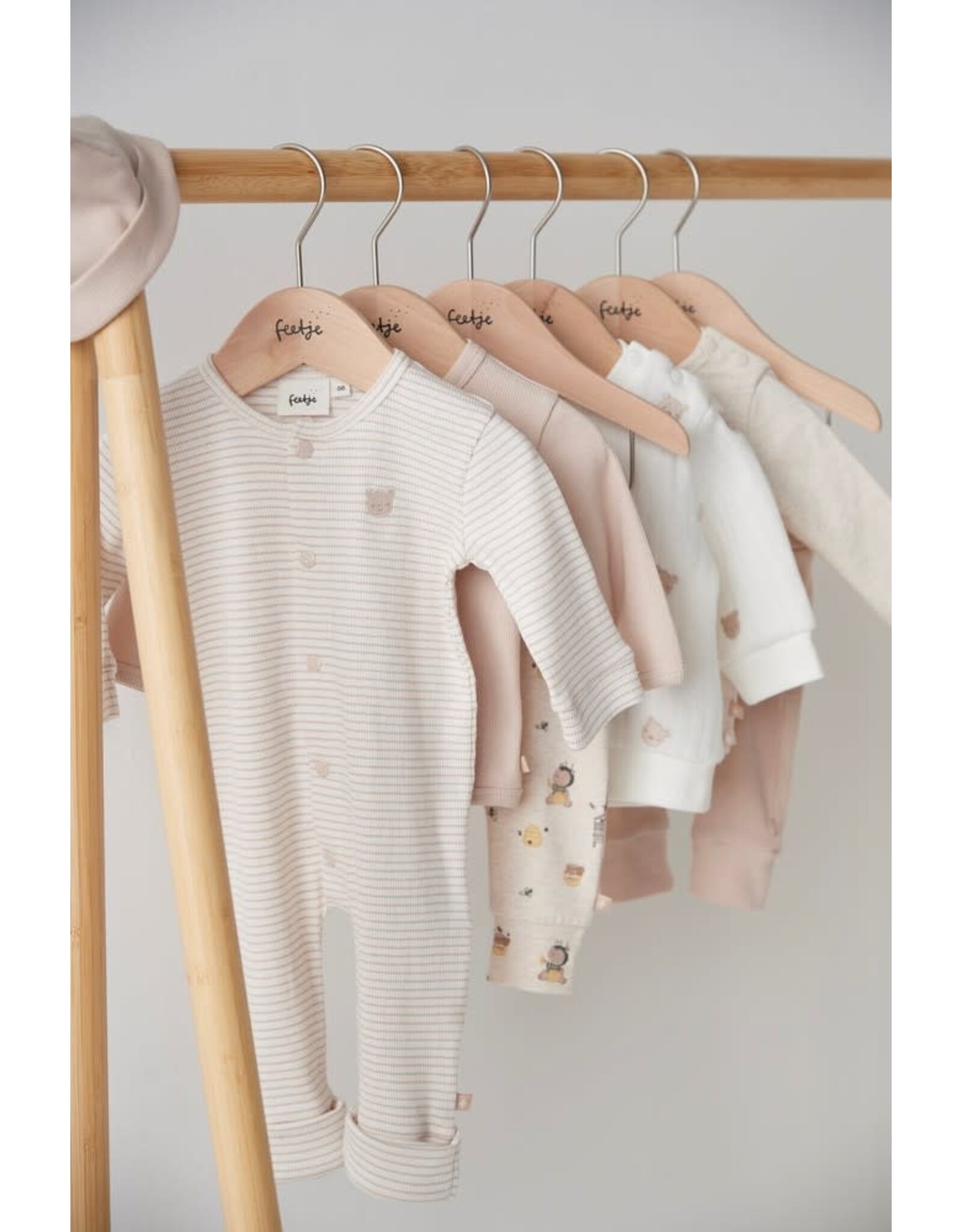 Feetje Pak omslagvoet rib met streep - Honey Bear Zand