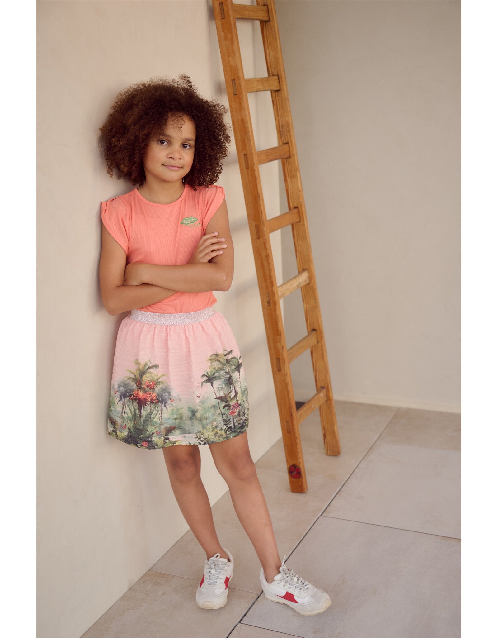 Nono Kapri RibJersey with fancy sleeve Orange Coral