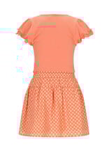 Nono Morly Combi dress with Batik AOP skirt Orange Coral