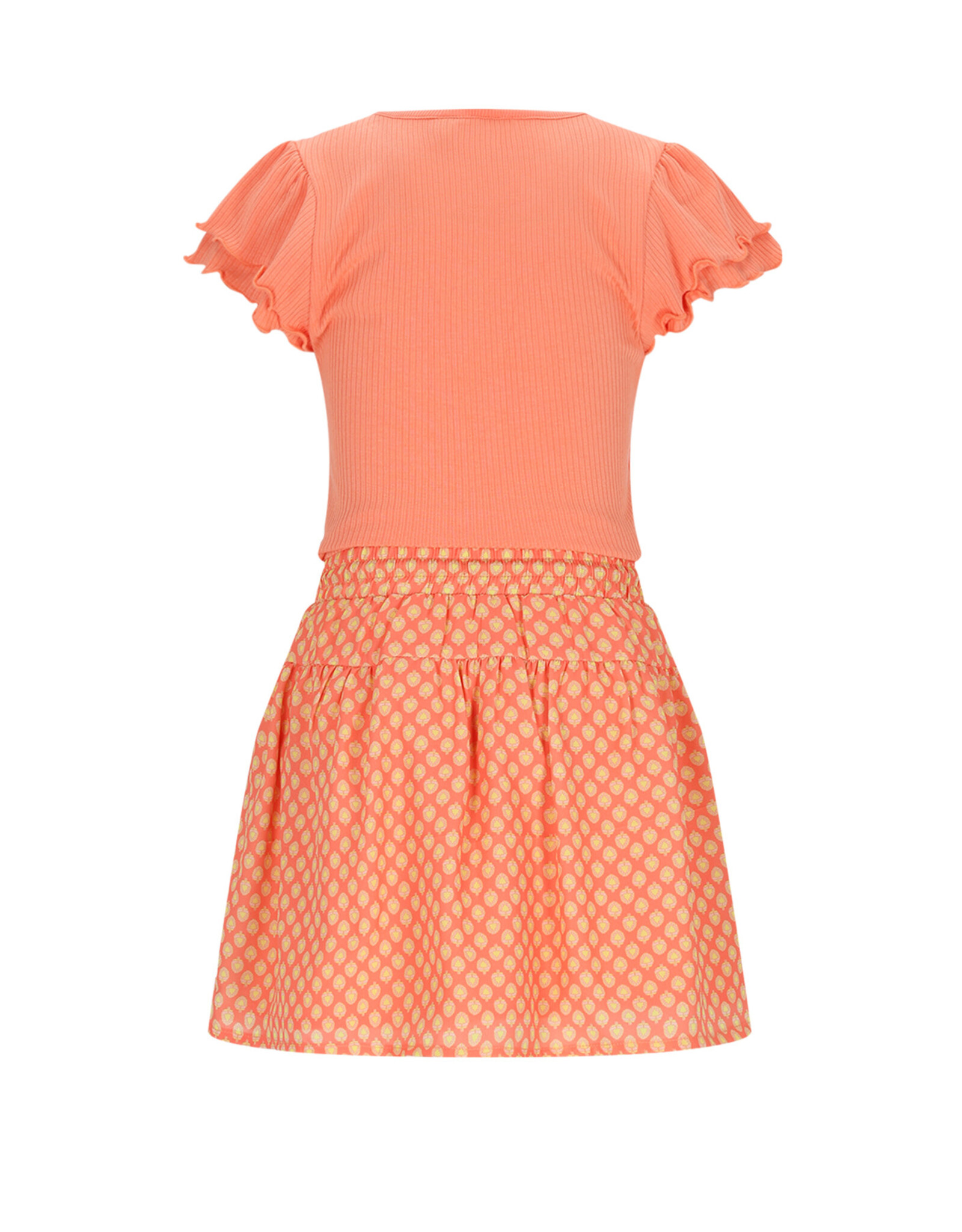 Nono Morly Combi dress with Batik AOP skirt Orange Coral
