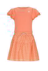 Nono Morly Combi dress with Batik AOP skirt Orange Coral