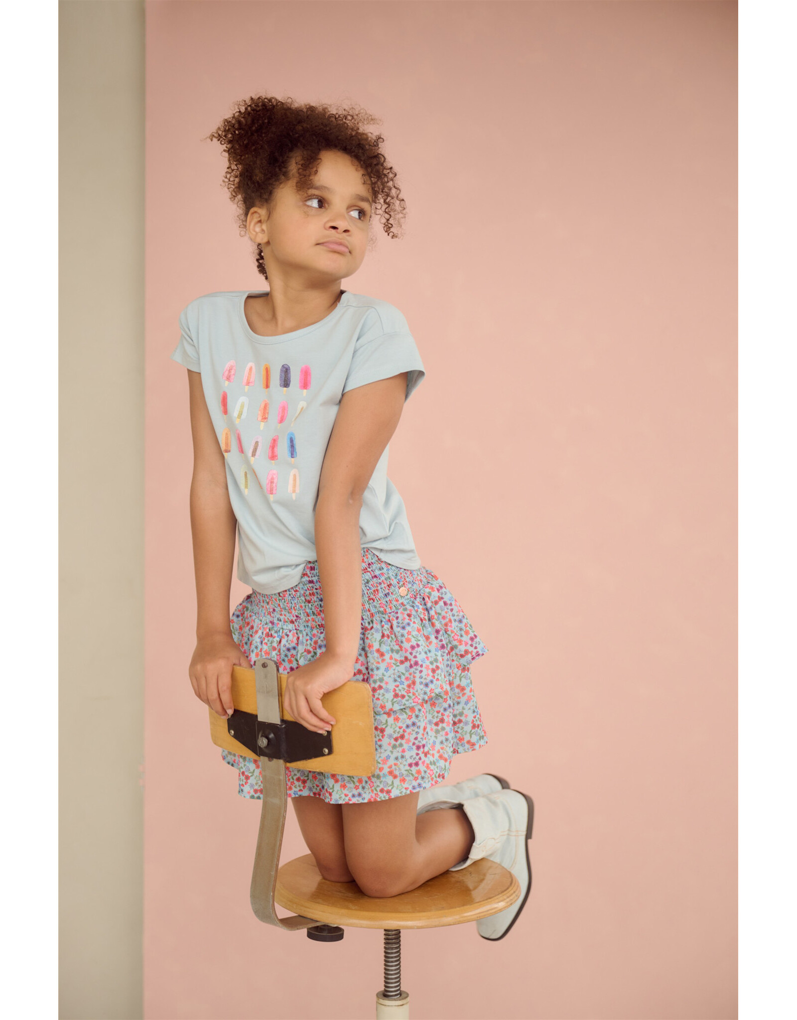 Nono Nika AOP smocked skirt Dream Blue