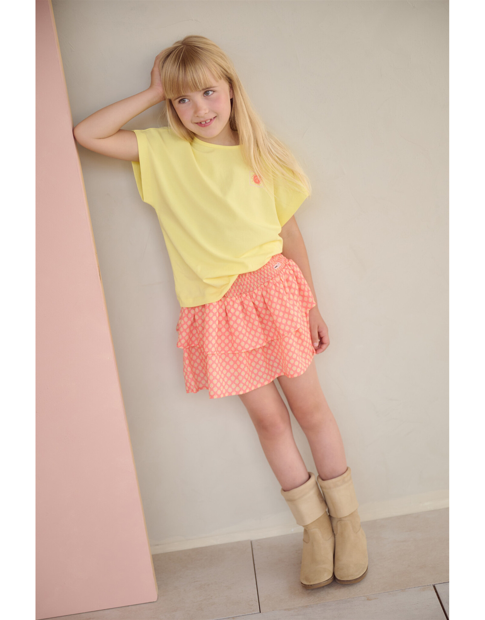 Nono Nika AOP smocked skirt Orange Coral